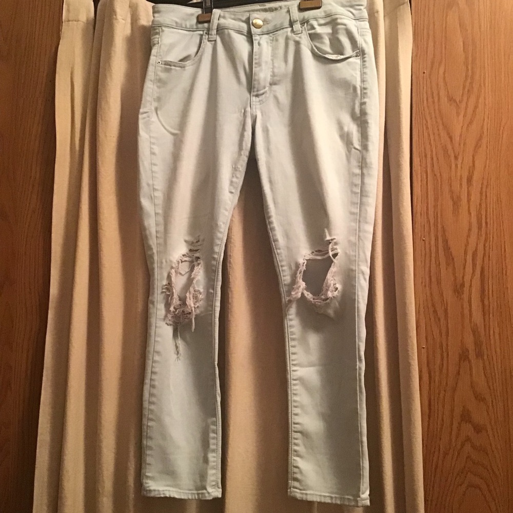 AEO distressed super super stretch ankle jeggings size 14 regular